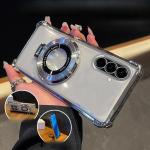 For Samsung A56 Case Luxury Plating Stand Shockproof Clear Case For Samsung Galaxy S25FE S25edge A06 A16 A26 A36 A17 A55 Cover