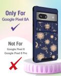 Buleens for Google Pixel 8A Case 6.1 Inch - with Ring Stand & Camera Cover Aesthetic Cute Designed for Women Girls Girly Kawaii Sun Moon Stars Unique for Pixel 8A Phone Case Compatible with Magsafe