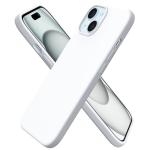 ORNARTO Compatible with iPhone 15 Case 6.1, Slim Liquid Silicone 3 Layers Full Covered Soft Gel Rubber Phone Case, Anti-Scratch Shockproof Protective Cover 6.1 Inch, White