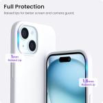ORNARTO Compatible with iPhone 15 Case 6.1, Slim Liquid Silicone 3 Layers Full Covered Soft Gel Rubber Phone Case, Anti-Scratch Shockproof Protective Cover 6.1 Inch, White