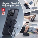 CASEKOO Ultra-Magnetic Stand for iPhone 16 Pro Max Case [Military Drop Protection] [Compatible with MagSafe] Shockproof Translucent Matte Slim Ring Holder Case for iPhone 16 ProMax 6.9", Black