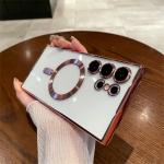 Plating Magnetic for Magsafe Clear Phone Case For Samsung S25 Edge S24 Ultra S23 FE S21 S22 Plus Lens Film Protection Cover