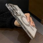 Luxury Plating Diamonds Magnetic Case For Samsung S24 Ultra S23 S22 Clear Wireless Charging Shockproof Camera Protection Cover