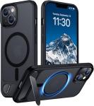 Temdan Compatible with iPhone 14 Case/iPhone 13 Case Magnetic,[Built-in Invisible Kickstand][Compatible with MagSafe][Military Grade Shockproof] Slim Translucent Matte Phone Case for iPhone 14/13 6.1"