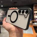 Frosted Frame Magnetic Magsafe Cases for Samsung Galaxy A15 A35 A55 A16 A36 A56 Wireless Charging Acrylic Bumper Phone Cover