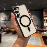 Frosted Frame Magnetic Magsafe Cases for Samsung Galaxy A15 A35 A55 A16 A36 A56 Wireless Charging Acrylic Bumper Phone Cover