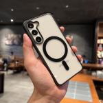 Frosted Frame Magnetic Magsafe Cases for Samsung Galaxy A15 A35 A55 A16 A36 A56 Wireless Charging Acrylic Bumper Phone Cover