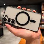 Frosted Frame Magnetic Magsafe Cases for Samsung Galaxy A15 A35 A55 A16 A36 A56 Wireless Charging Acrylic Bumper Phone Cover