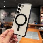 Frosted Frame Magnetic Magsafe Cases for Samsung Galaxy A15 A35 A55 A16 A36 A56 Wireless Charging Acrylic Bumper Phone Cover