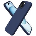 ORNARTO Compatible with iPhone 15 Case 6.1, Slim Liquid Silicone 3 Layers Full Covered Soft Gel Rubber Phone Case, Anti-Scratch Shockproof Protective Cover 6.1 Inch, Dark Blue