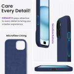 ORNARTO Compatible with iPhone 15 Case 6.1, Slim Liquid Silicone 3 Layers Full Covered Soft Gel Rubber Phone Case, Anti-Scratch Shockproof Protective Cover 6.1 Inch, Dark Blue