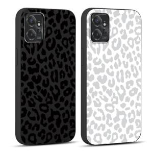 RUMDEY 2 Pack Cute Cheetah Print for Motorola Moto G Power 5G 2023 Phone Case 6.5", Luxury Leopard Pattern Design Cases Soft Silicone TPU Shockproof Protective Cover for Women Girls - Black & White