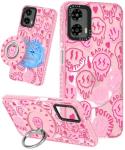 Lotadilo Cute Case for Moto G 5G 2024 for Women Girls - Funny Face Design Compatible with Magsafe Ring Holder Magnetic Stand Kickstand Fashion TPU Phone Covers Kawaii