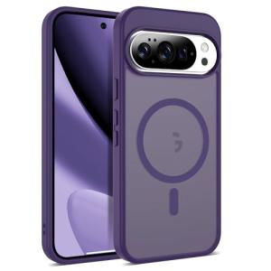XIEWE Compatible with Google Pixel 10 Case & Google Pixel 10 Pro Case with Magnetic [Compatible with Mag-Safe] Slim Translucent Matte Phone Cases with Anti-Fingerprint Tech, Purple