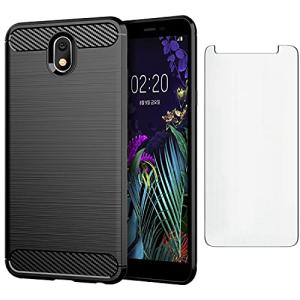 Asuwish Compatible with LG Aristo 4 Plus 4+/Tribute Royal X320/Escape Plus/Journey LTE L322DL/K30 2019/Arena 2/X2 2019/Prime 2 Case and Tempered Glass Screen Protector Cover Phone Cases for K 30 Black