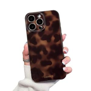 XQAGU Cute Phone Case for iPhone 16 Pro Case Amber Leopard Full Camera Protective Slim Shockproof Aesthetic-Brown Amber