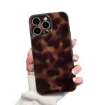 XQAGU Cute Phone Case for iPhone 16 Pro Case Amber Leopard Full Camera Protective Slim Shockproof Aesthetic-Brown Amber