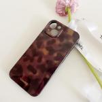 XQAGU Cute Phone Case for iPhone 15 Case Amber Leopard Full Camera Protective Slim Shockproof Aesthetic-Brown Amber
