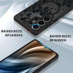 OOK Case Fit for Samsung Galaxy S25 Ultra 6.9 Inch (Wireless Charging Compatible) Black Floral Flowers Design Translucent Phone Cover Soft TPU + Hard PC Anti-Scratch Shockproof Magnetic Case for Women