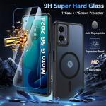 BESINPO Magnetic Case for Moto G 5G 2024 Case with Tempered Screen Protector, (Compatible with MagSafe) Shockproof Protective Translucent Matte Phone Cover for Motorola Moto G 5G 2024, Black