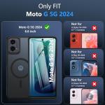 BESINPO Magnetic Case for Moto G 5G 2024 Case with Tempered Screen Protector, (Compatible with MagSafe) Shockproof Protective Translucent Matte Phone Cover for Motorola Moto G 5G 2024, Black