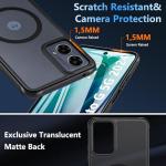 BESINPO Magnetic Case for Moto G 5G 2024 Case with Tempered Screen Protector, (Compatible with MagSafe) Shockproof Protective Translucent Matte Phone Cover for Motorola Moto G 5G 2024, Black