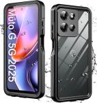 for Motorola Moto G 5G 2025 Case with Built-in Screen Protector, Waterproof Case Rugged Full Body Underwater Dustproof Shockproof Drop Proof Protective Cover, Black