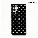 Black and White Polka Dots Phone Case for Samsung Galaxy S25 Ultra S24 S23 Ultra Plus Glossy Double-layer Back Cover