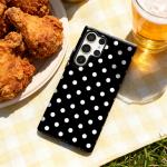 Black and White Polka Dots Phone Case for Samsung Galaxy S25 Ultra S24 S23 Ultra Plus Glossy Double-layer Back Cover