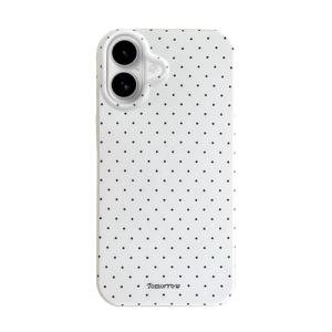inewateri Compatible for iPhone 16 Case with Cute Fashion Polka Dot Aesthetics Design Simple Cases for Soft TPU Slim Protection Cover-White