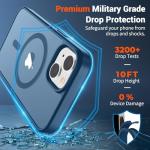 SUPFINE Magnetic for iPhone 14 Case & iPhone 13 Case (Compatible with MagSafe) (Military Grade Drop Protection) Slim Translucent Matte Shockproof Phone Cover,Deep Blue