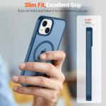 SUPFINE Magnetic for iPhone 14 Case & iPhone 13 Case (Compatible with MagSafe) (Military Grade Drop Protection) Slim Translucent Matte Shockproof Phone Cover,Deep Blue