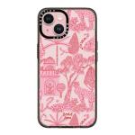 CASETiFY Compact iPhone 15 Case [4 ft. 2X Military Grade Drop Protection/Slim/Lightweight] - Cheetah Paradise Pink - Clear Black