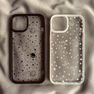 Phone Case For Samsung Galaxy S24 FE S25 S24 S23 S22 Ultra A06 A16 A54 A35 A15 A55 A52 A34 5G Starry Sky Half Moon Clear Cover