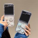 Glitter 3D Star Shell Fish Epoxy Phone Case For Samsung Galaxy ZFlip 6 5 4 3 Z Flip6 Wave Frame Border Shockproof Clear Cover