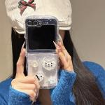 Glitter 3D Star Shell Fish Epoxy Phone Case For Samsung Galaxy ZFlip 6 5 4 3 Z Flip6 Wave Frame Border Shockproof Clear Cover