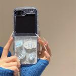 Glitter 3D Star Shell Fish Epoxy Phone Case For Samsung Galaxy ZFlip 6 5 4 3 Z Flip6 Wave Frame Border Shockproof Clear Cover