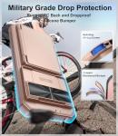 BXYJY for Google Pixel 10 & 10 Pro Case with Card Holder (4-5 Cards), Military Grade Drop, Slide Camera Cover, RFID Block, Shockproof Heavy Duty Men Women Phone Case for Pixel 10 & 10 Pro, Rose Gold