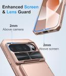 BXYJY for Google Pixel 10 & 10 Pro Case with Card Holder (4-5 Cards), Military Grade Drop, Slide Camera Cover, RFID Block, Shockproof Heavy Duty Men Women Phone Case for Pixel 10 & 10 Pro, Rose Gold