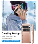 BXYJY for Google Pixel 10 & 10 Pro Case with Card Holder (4-5 Cards), Military Grade Drop, Slide Camera Cover, RFID Block, Shockproof Heavy Duty Men Women Phone Case for Pixel 10 & 10 Pro, Rose Gold