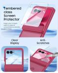 oupeigar for Motorola Razr 2025 Case/Razr 2024 Case with Hinge Protection, Screen Protector, Ultra-Thin Skin Feel Translucent Frosted, Shockproof Cover for Razr 2025/2024-Rose Red (NOT for Plus/Ultra)