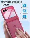 oupeigar for Motorola Razr 2025 Case/Razr 2024 Case with Hinge Protection, Screen Protector, Ultra-Thin Skin Feel Translucent Frosted, Shockproof Cover for Razr 2025/2024-Rose Red (NOT for Plus/Ultra)