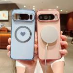 Luxury Plating Gold Cute Love Phone Case For Google Pixel 10 9 Pro XL 9 8 A 7A Soft Cover Magnetic Back Protective Cover Coques