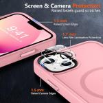 MOCCA Strong Magnetic for iPhone 13 Case, [Compatible with Magsafe][Screen Protector+Camera Lens Protector] Translucent Matte Back Slim Shockproof Case for iPhone 13 Phone Case 6.1", Pink