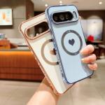 Luxury Plating Gold Cute Love Phone Case For Google Pixel 10 9 Pro XL 9 8 A 7A Soft Cover Magnetic Back Protective Cover Coques