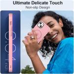 MOCCA Strong Magnetic for iPhone 13 Case, [Compatible with Magsafe][Screen Protector+Camera Lens Protector] Translucent Matte Back Slim Shockproof Case for iPhone 13 Phone Case 6.1", Pink