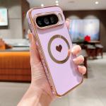 Luxury Plating Gold Cute Love Phone Case For Google Pixel 10 9 Pro XL 9 8 A 7A Soft Cover Magnetic Back Protective Cover Coques