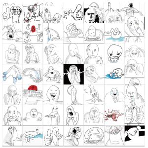 10/30/62PCS ​Emotional Breakdown Spoof Meme Stickers Funny Decals Skateboard Phone Notebook Helmet Waterproof Graffiti Kids Toys