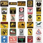 10/30/60PCS Dinosaur Park Warning Sign Sticker Graffiti Decals Kids Toy DIY Laptop Phone Fridge Luggage Car Decoration Sticker