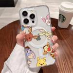 Disney Winnie Pooh Bear With Magsafe Case For Samsung Galaxy S25 Ultra S24 S20 FE S23 S22 Plus  Magnetic Hard Shell Cover WK455